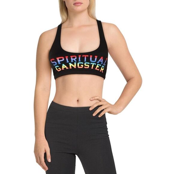 Spiritual Gangster Other - Spiritual Gangster Womens Rainbow Reana Black Fitness Sports Bra Athletic NWOT